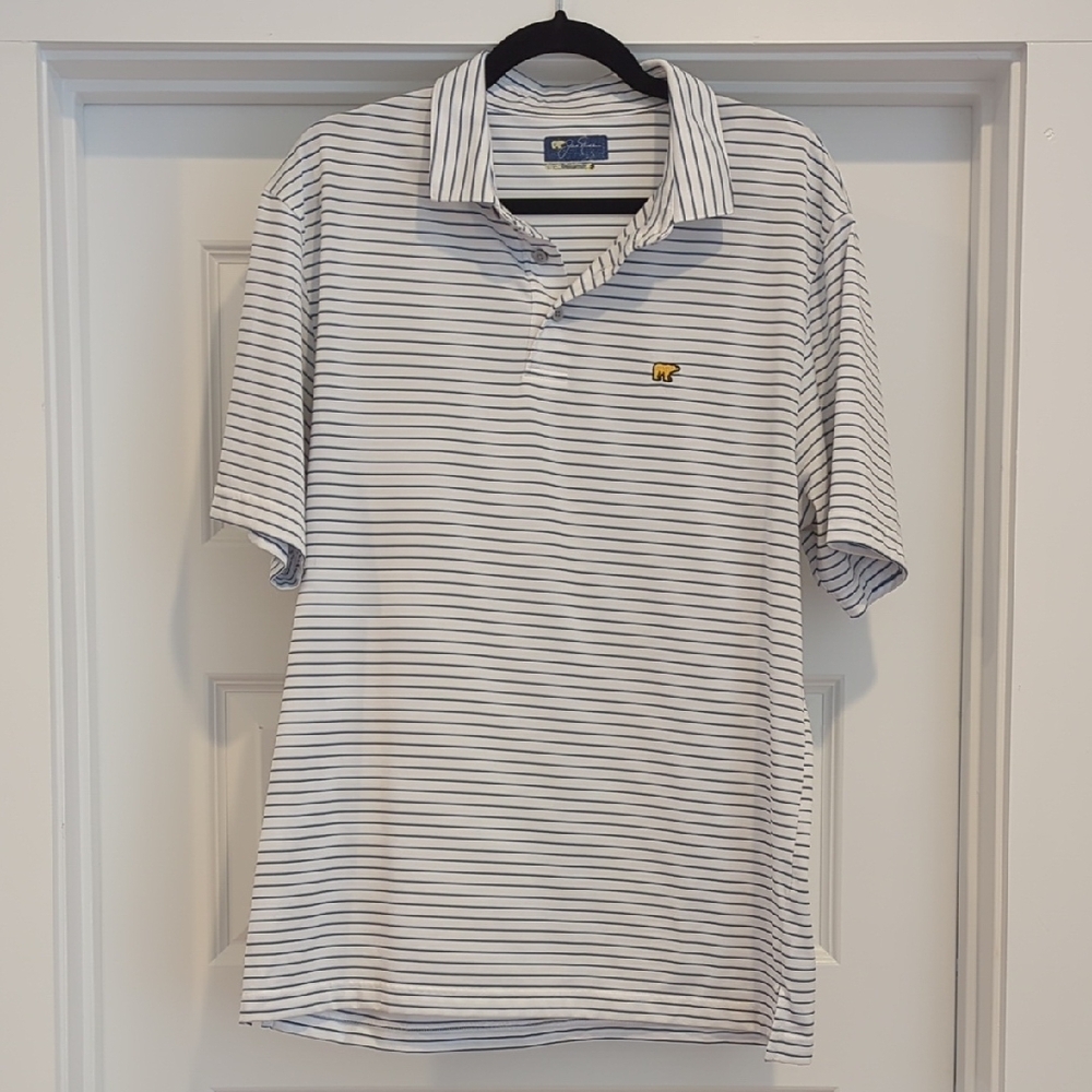 Jack Nicklaus White and Blue Striped Golf Polo